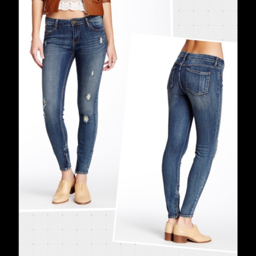 Pistola ankle-zip distressed skinny jeans